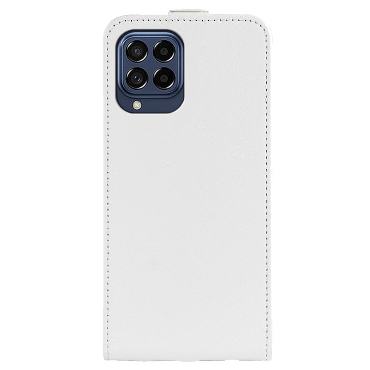 For Samsung Galaxy M33 5G (Global Version) Vertical Flip Crazy Horse Texture PU Leather Phone Case with Card Holder - White