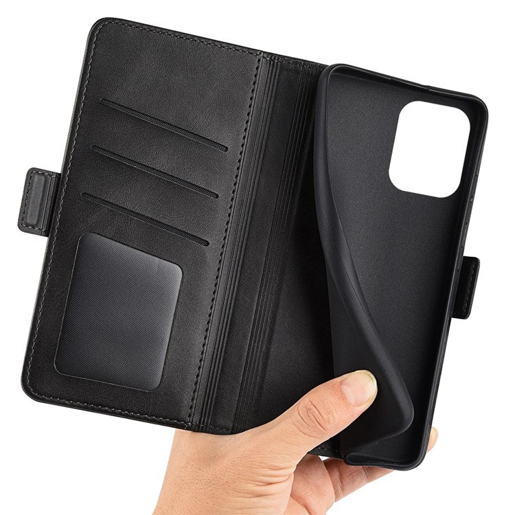 For Samsung Galaxy M33 5G (Global Version) Textured PU Leather Foldable Stand Phone Cover Magnetic Closure Wallet Flip Case - Black