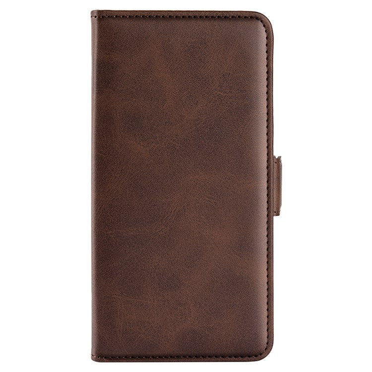 For Samsung Galaxy M33 5G (Global Version) Textured PU Leather Foldable Stand Phone Cover Magnetic Closure Wallet Flip Case - Brown