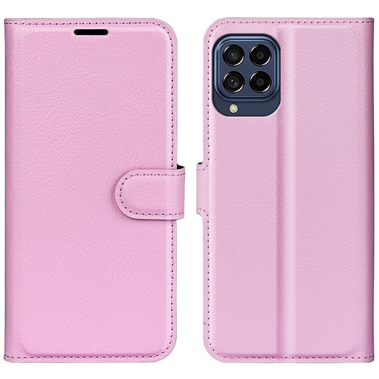 For Samsung Galaxy M33 5G (Global Version) Litchi Texture Leather Case Shockproof Stand Wallet Phone Protective Cover - Pink