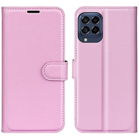 For Samsung Galaxy M33 5G (Global Version) Litchi Texture Leather Case Shockproof Stand Wallet Phone Protective Cover - Pink