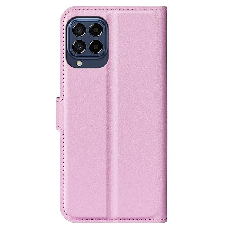 For Samsung Galaxy M33 5G (Global Version) Litchi Texture Leather Case Shockproof Stand Wallet Phone Protective Cover - Pink