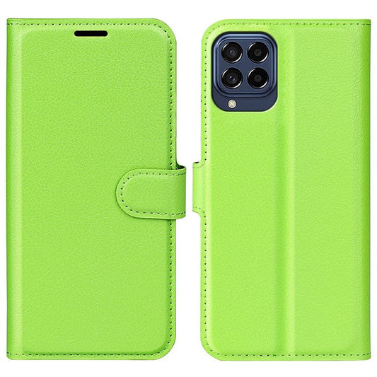 For Samsung Galaxy M33 5G (Global Version) Litchi Texture Leather Case Shockproof Stand Wallet Phone Protective Cover - Green