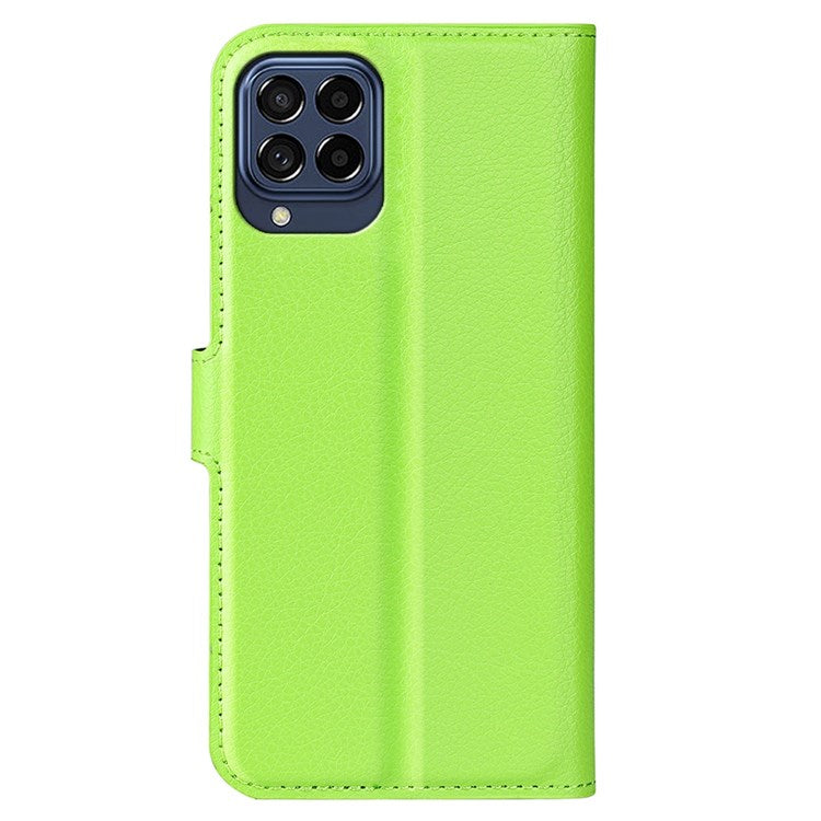 For Samsung Galaxy M33 5G (Global Version) Litchi Texture Leather Case Shockproof Stand Wallet Phone Protective Cover - Green