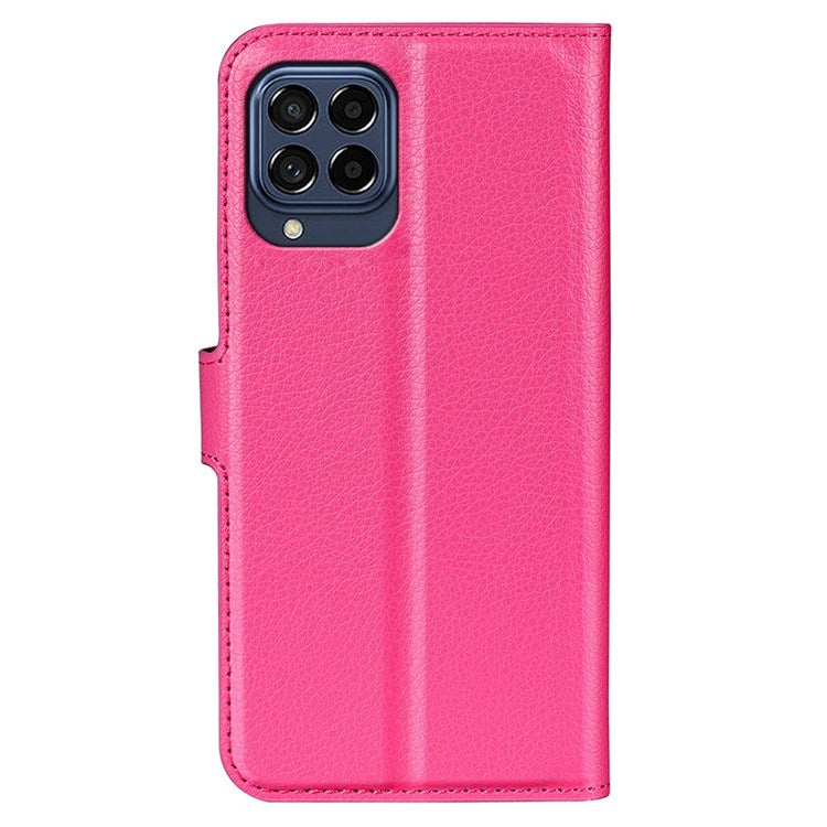 For Samsung Galaxy M33 5G (Global Version) Litchi Texture Leather Case Shockproof Stand Wallet Phone Protective Cover - Rose