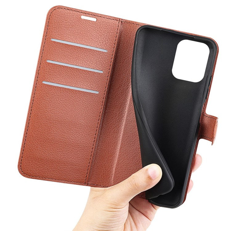 For Samsung Galaxy M33 5G (Global Version) Litchi Texture Leather Case Shockproof Stand Wallet Phone Protective Cover - Brown