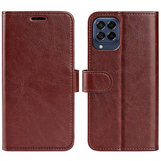 For Samsung Galaxy M33 5G (Global Version) Crazy Horse Texture Folio Flip Leather Phone Case Wallet Stand Cover - Brown
