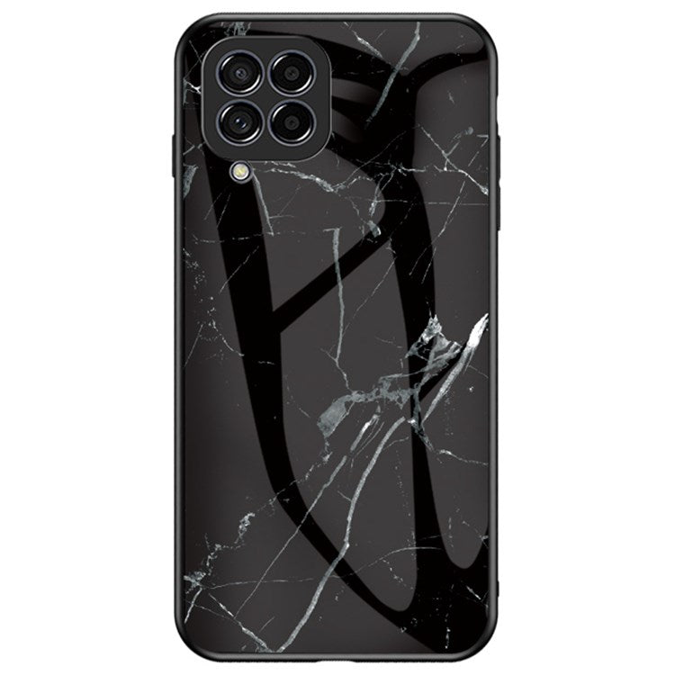 For Samsung Galaxy M53 5G Marble Pattern Tempered Glass + PC + TPU Scratch-resistant Protective Phone Shell Case - Black Marble
