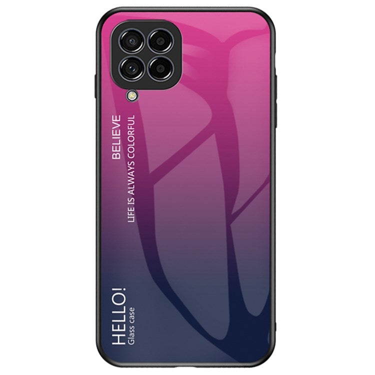 For Samsung Galaxy M53 5G Thin Skin-friendly Color Gradient Tempered Glass + PC + TPU Protective Phone Case Shell - Rose