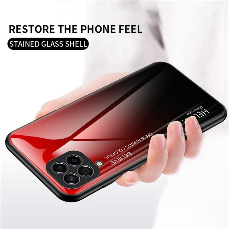 For Samsung Galaxy M53 5G Thin Skin-friendly Color Gradient Tempered Glass + PC + TPU Protective Phone Case Shell - Rose