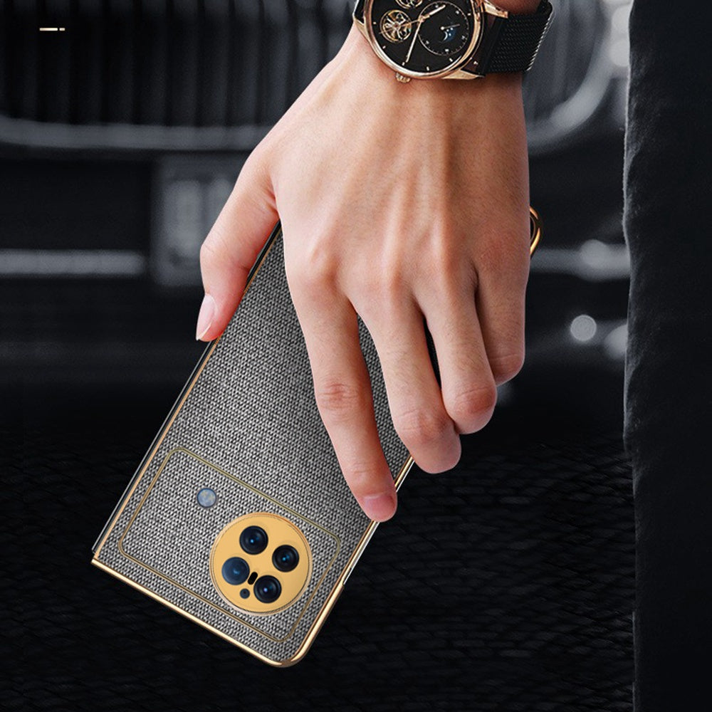 Sea Sand Textured Phone Case for vivo X Fold, PU Leather Coated Hard PC Stylish Anti-scratch Protective Shell - Grey