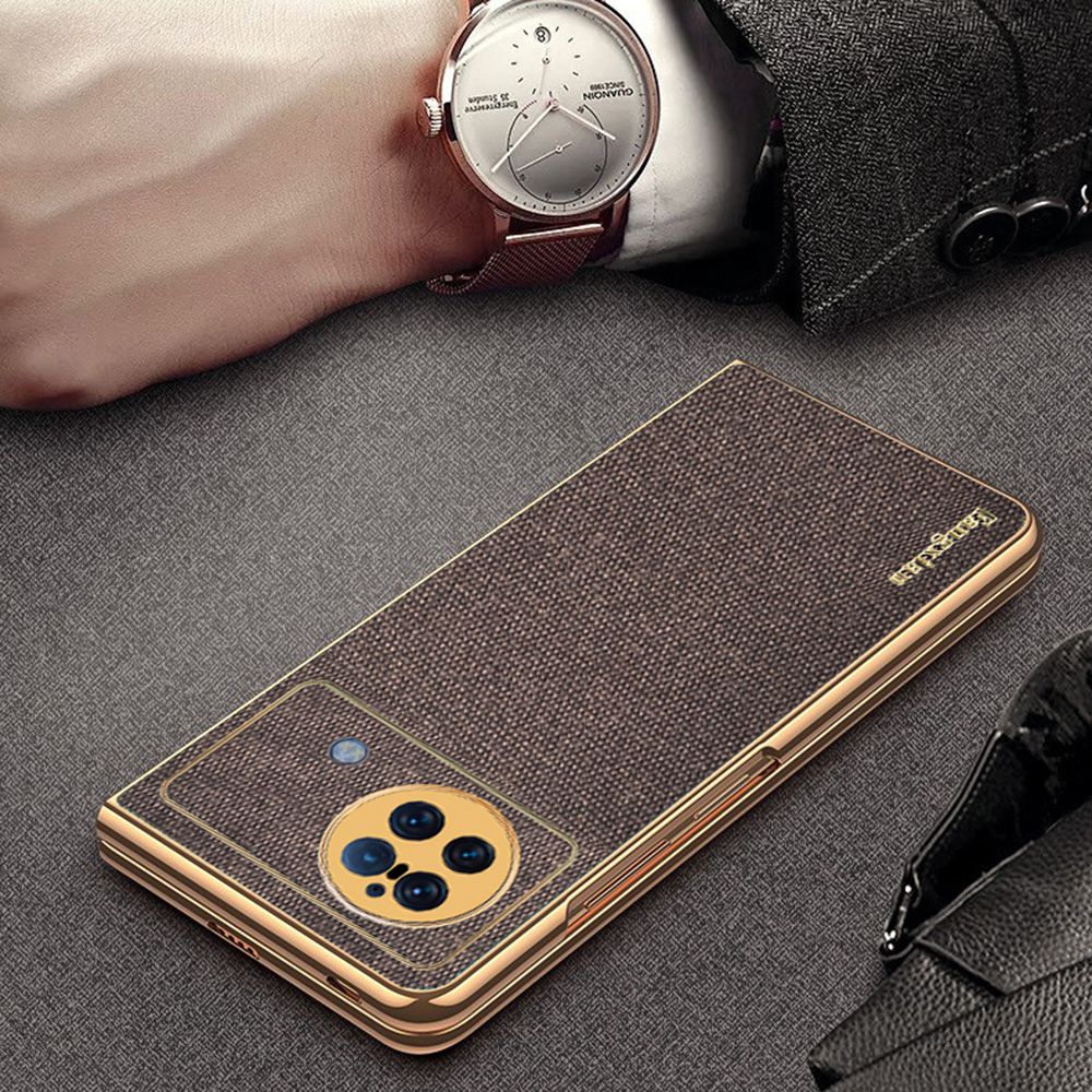 Sea Sand Textured Phone Case for vivo X Fold, PU Leather Coated Hard PC Stylish Anti-scratch Protective Shell - Grey