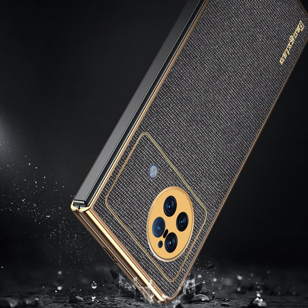 Sea Sand Textured Phone Case for vivo X Fold, PU Leather Coated Hard PC Stylish Anti-scratch Protective Shell - Grey