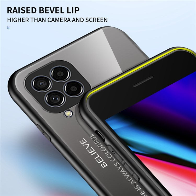 For Samsung Galaxy M33 5G (Global Version) All-inclusive Protection Anti-fall Color Gradient Tempered Glass + PC + TPU Phone Case Shell - Red