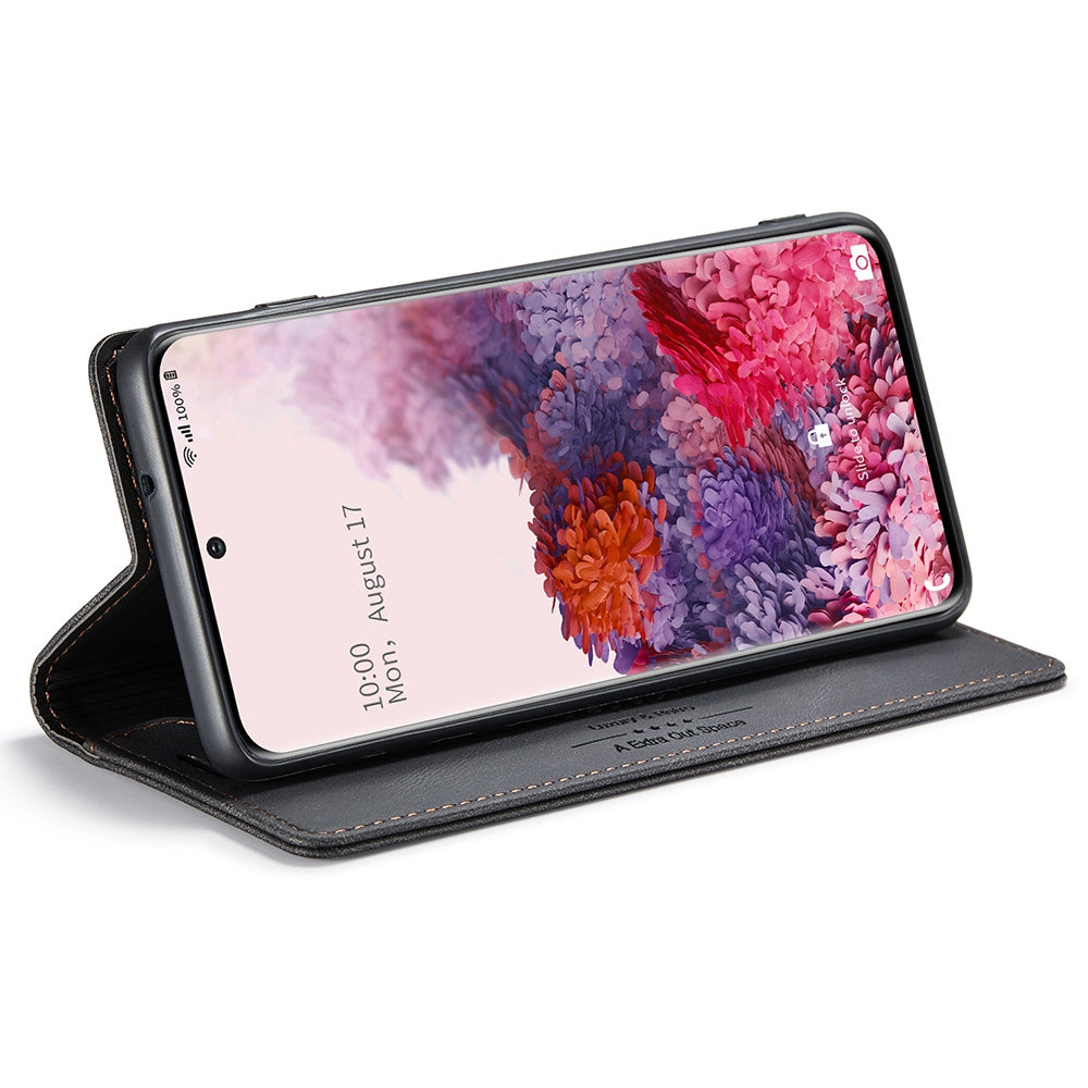 AUTSPACE A01 Series for Samsung Galaxy S20 4G/5G PU Leather Case RFID Blocking Wallet Flip Stand Cover - Black