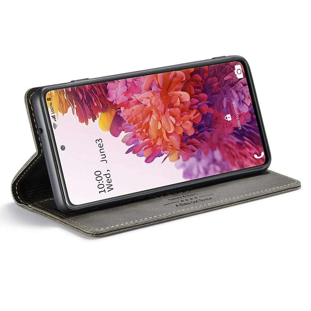 AUTSPACE A01 Series for Samsung Galaxy S20 FE 4G / 5G / S20 Lite / S20 Fan Edition 4G / 5G / S20 FE 2022 PU Leather Case RFID Blocking Cover - Coffee
