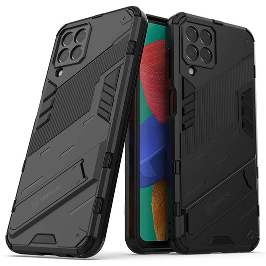 For Samsung Galaxy M33 5G (India Version) Drop-proof Protection Armor Shell Hard PC Soft TPU Cell Phone Case with Kickstand - Black