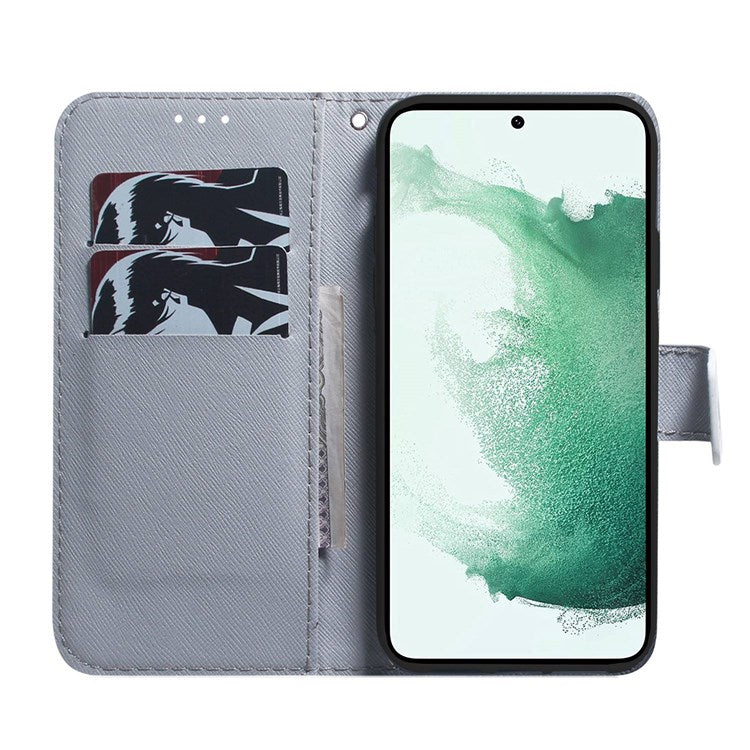 For Samsung Galaxy M33 5G (Global Version) Wallet Style Printed Pattern Well-protected Case Magnetic Closing Stand Soft TPU + PU Leather Phone Shell - Apricot Flowers