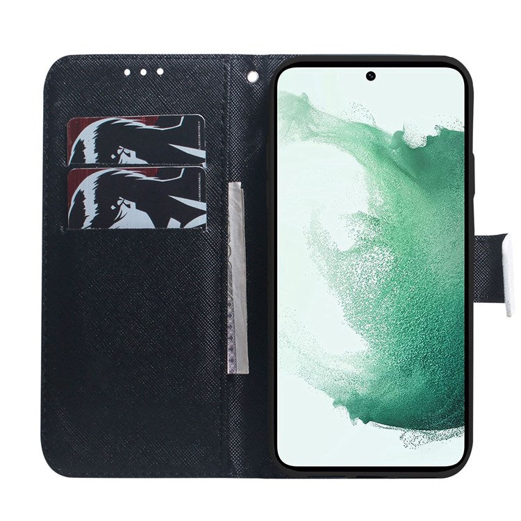 For Samsung Galaxy M33 5G (Global Version) Wallet Style Printed Pattern Well-protected Case Magnetic Closing Stand Soft TPU + PU Leather Phone Shell - Don't Touch My Phone