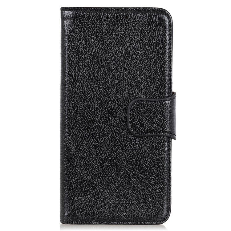 For Samsung Galaxy M33 5G (Global Version) Split Leather Cell Phone Flip Case Drop Resistant Nappa Texture Stand Wallet Magnetic Cover - Black