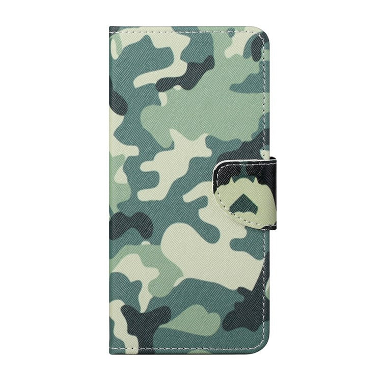 For Samsung Galaxy M53 5G Cross Texture Stylish Pattern Printing PU Leather Phone Case Stand Wallet Flip Cover - Camouflage
