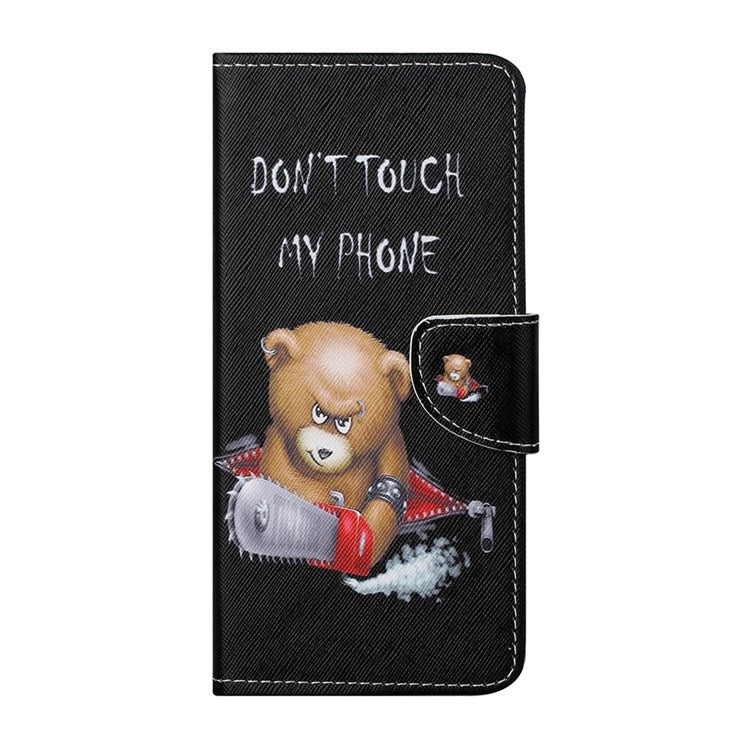 For Samsung Galaxy M53 5G Cross Texture Stylish Pattern Printing PU Leather Phone Case Stand Wallet Flip Cover - Bear