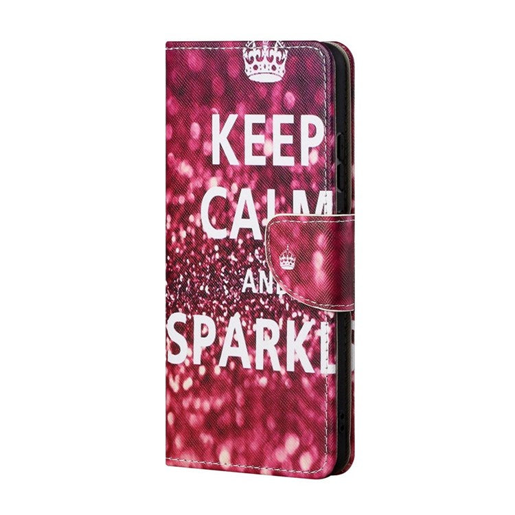 For Samsung Galaxy M53 5G Cross Texture Stylish Pattern Printing PU Leather Phone Case Stand Wallet Flip Cover - Crown
