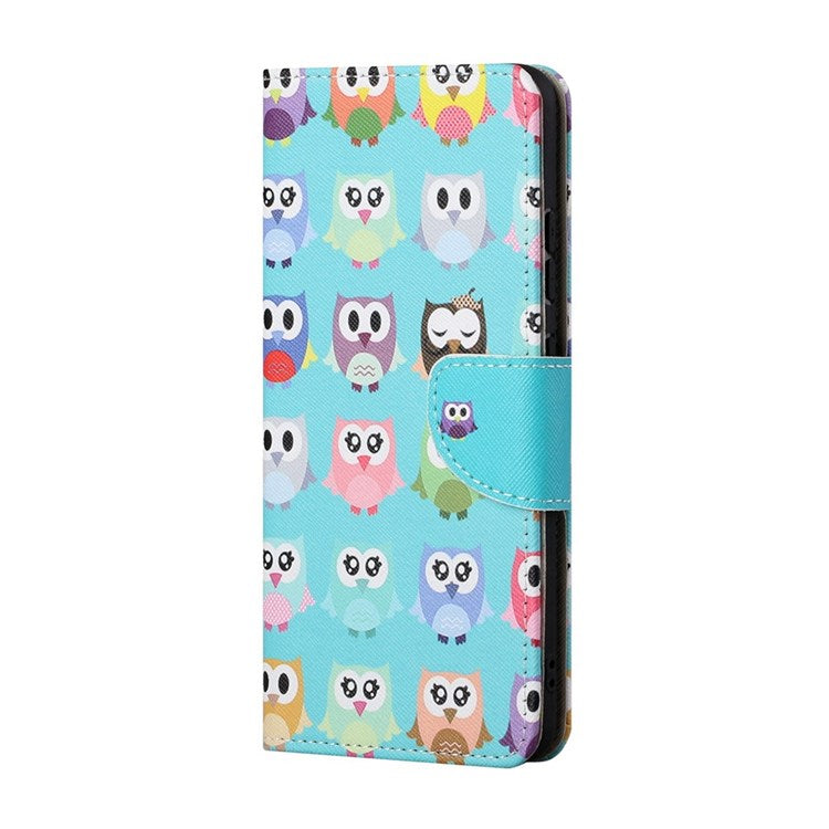 For Samsung Galaxy M53 5G Cross Texture Stylish Pattern Printing PU Leather Phone Case Stand Wallet Flip Cover - Owls