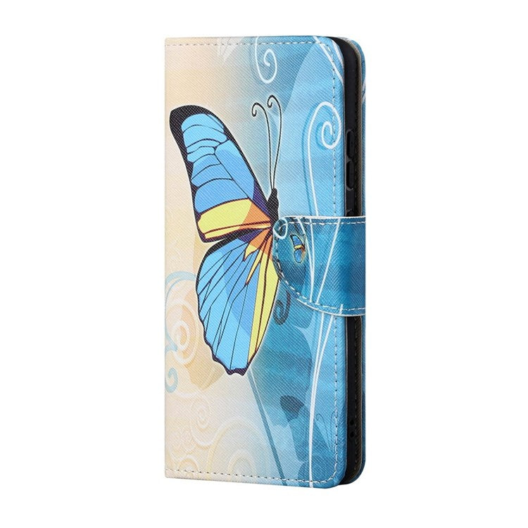 For Samsung Galaxy M53 5G Cross Texture Stylish Pattern Printing PU Leather Phone Case Stand Wallet Flip Cover - Butterfly