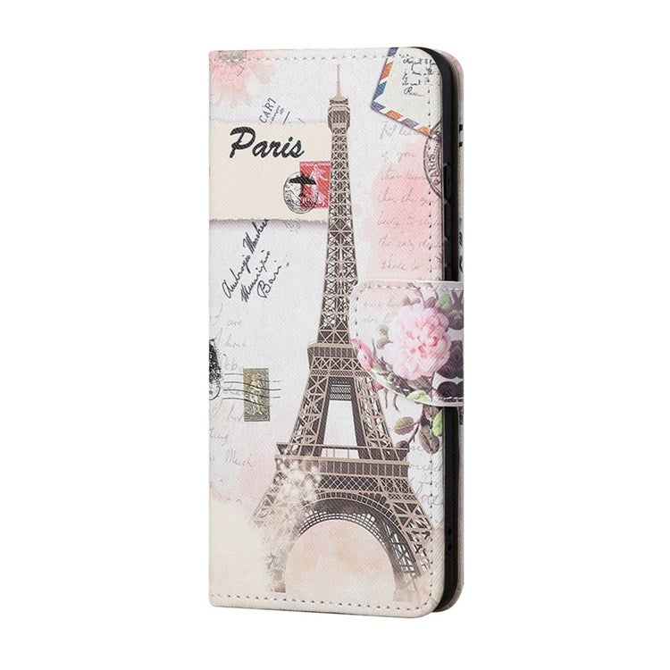 For Samsung Galaxy M53 5G Cross Texture Stylish Pattern Printing PU Leather Phone Case Stand Wallet Flip Cover - Tower