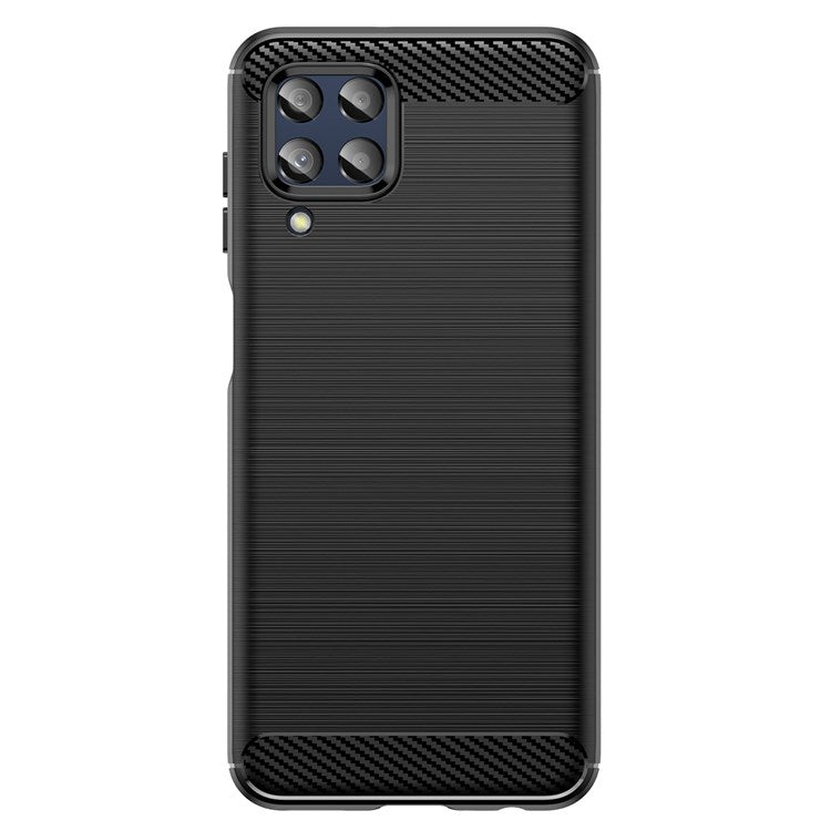 For Samsung Galaxy M33 5G (Global Version)/(India Version) Mobile Phone Cover Carbon Fiber Texture Brushed Surface 1.8mm TPU Smartphone Case - Black