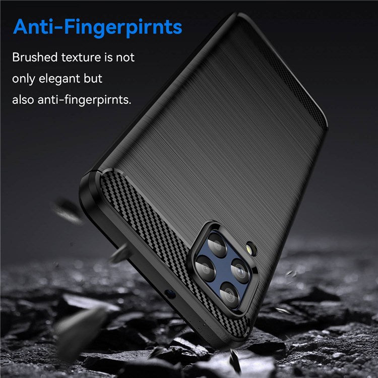 For Samsung Galaxy M33 5G (Global Version)/(India Version) Mobile Phone Cover Carbon Fiber Texture Brushed Surface 1.8mm TPU Smartphone Case - Black