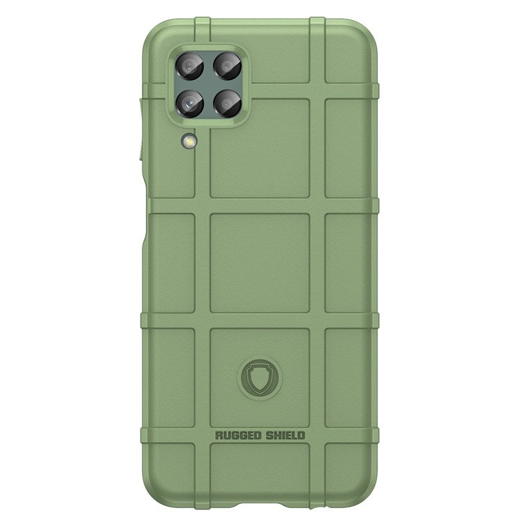 For Samsung Galaxy M33 5G (Global Version)/(India Version) Rugged Square Grid Phone Shell Bag Anti-drop Thickened TPU Protective Cover - Green