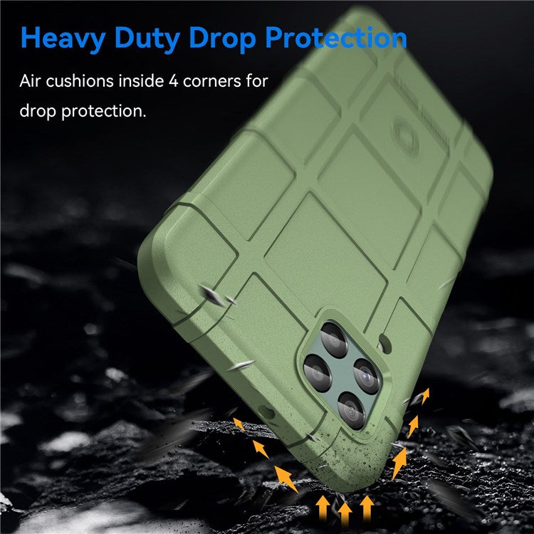 For Samsung Galaxy M33 5G (Global Version)/(India Version) Rugged Square Grid Phone Shell Bag Anti-drop Thickened TPU Protective Cover - Green