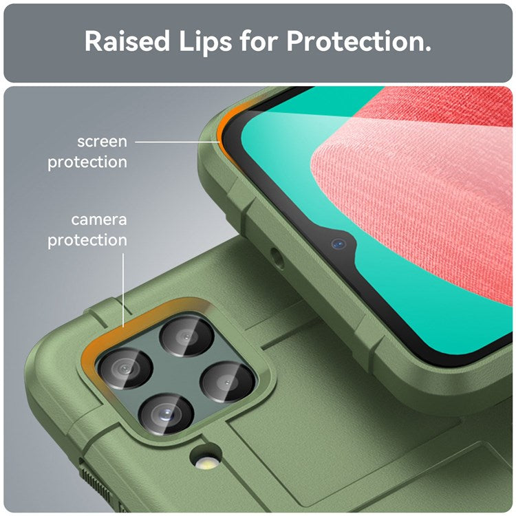 For Samsung Galaxy M33 5G (Global Version)/(India Version) Rugged Square Grid Phone Shell Bag Anti-drop Thickened TPU Protective Cover - Green