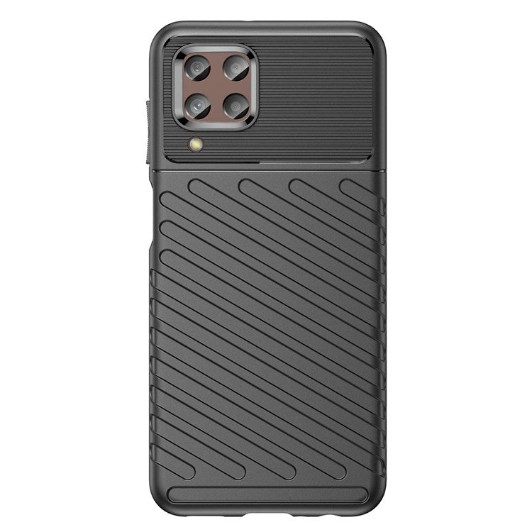 Thunder Series Twill Texture Grip Case for Samsung Galaxy M33 5G (Global Version)/(India Version), Thickened TPU Buffer Protection Anti-Drop Cover - Black