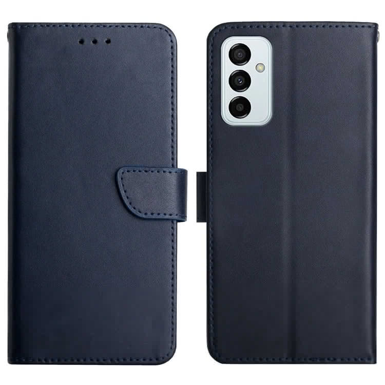 Nappa Texture Case for Samsung Galaxy M23 5G/F23 5G, Wallet Stand Genuine Leather Anti-scratch Magnetic Closing Phone Shell - Blue