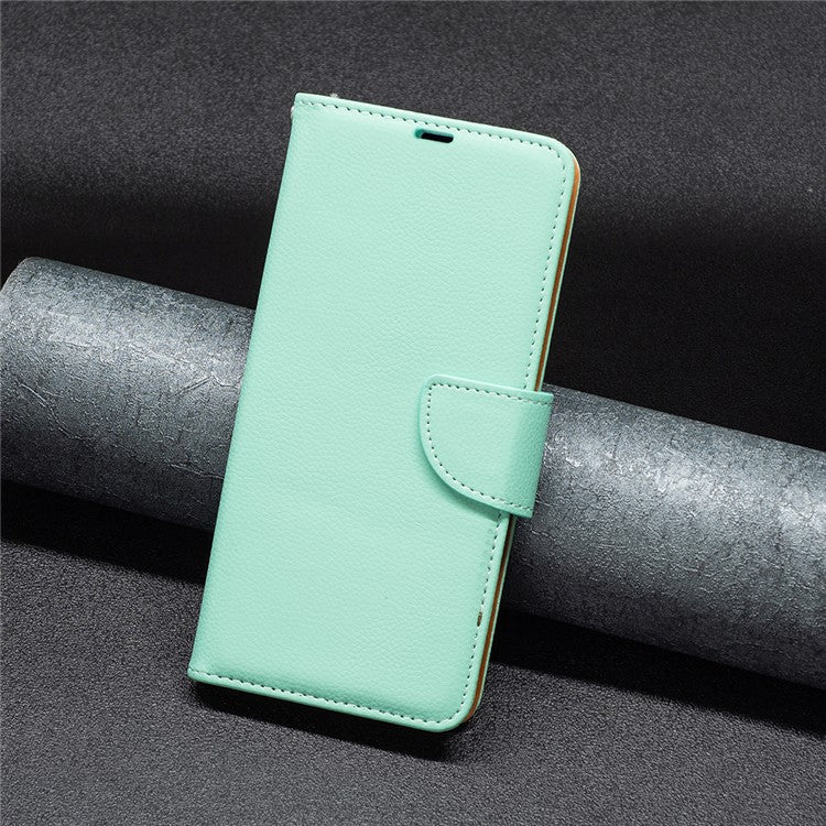 For Samsung Galaxy M33 5G (Global) Wallet Case Litchi Texture Flip Leather Mobile Cover Stand with Strap - Green
