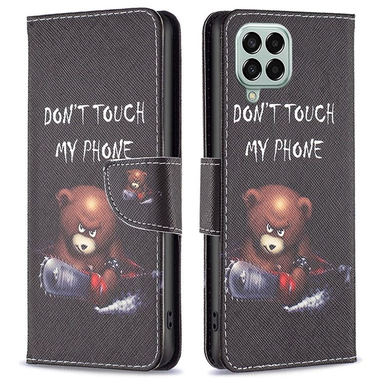 For Samsung Galaxy M33 5G (Global Version) Phone Case Pattern Printing PU Leather Wallet Stand Cover - Bear