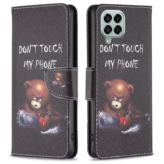 For Samsung Galaxy M33 5G (Global Version) Phone Case Pattern Printing PU Leather Wallet Stand Cover - Bear