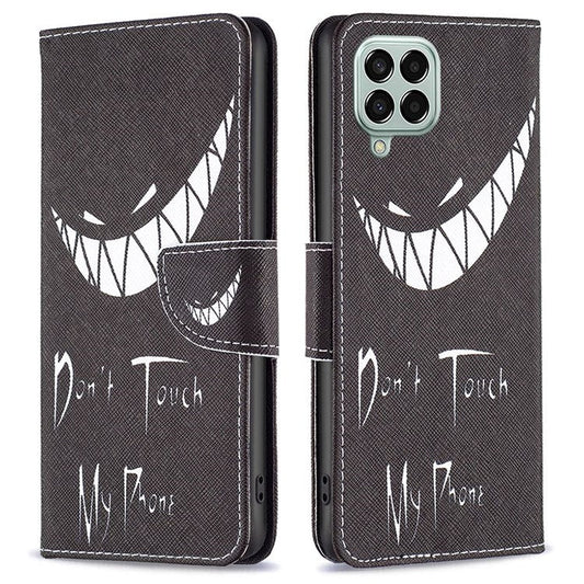 For Samsung Galaxy M33 5G (Global Version) Phone Case Pattern Printing PU Leather Wallet Stand Cover - Don't Touch My Phone