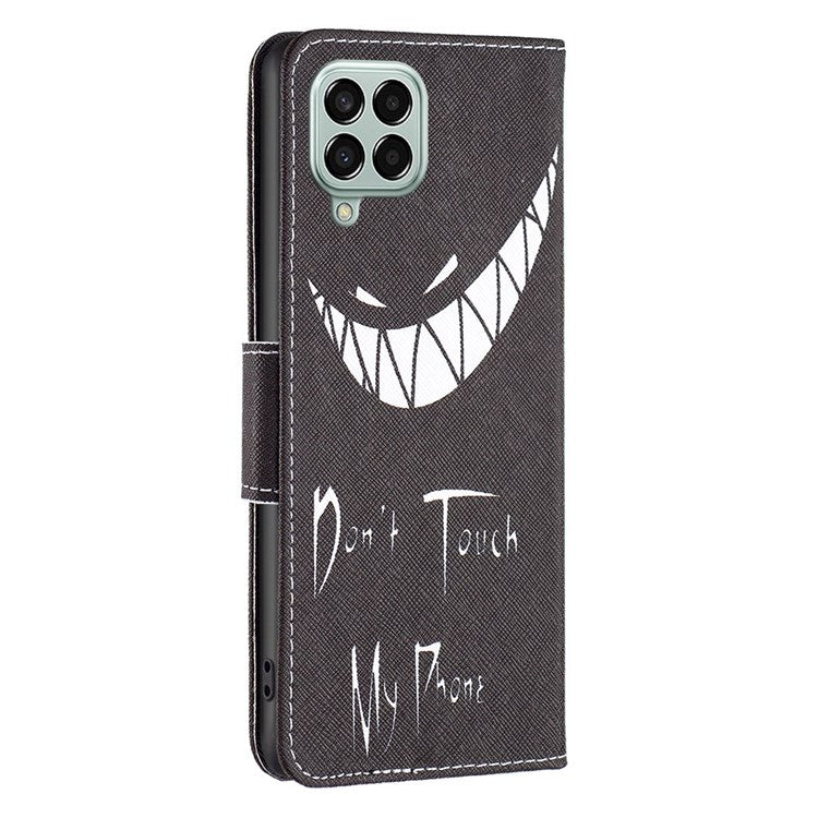 For Samsung Galaxy M33 5G (Global Version) Phone Case Pattern Printing PU Leather Wallet Stand Cover - Don't Touch My Phone