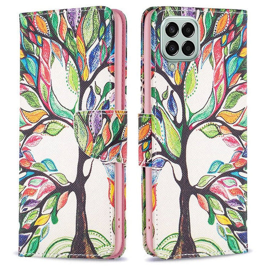 For Samsung Galaxy M33 5G (Global Version) Phone Case Pattern Printing PU Leather Wallet Stand Cover - Life Tree