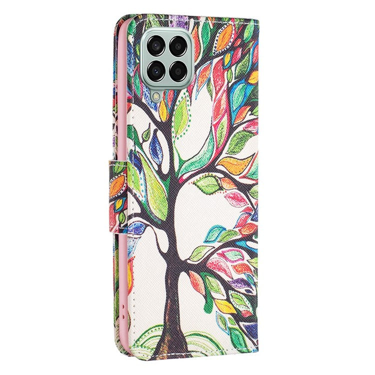 For Samsung Galaxy M33 5G (Global Version) Phone Case Pattern Printing PU Leather Wallet Stand Cover - Life Tree