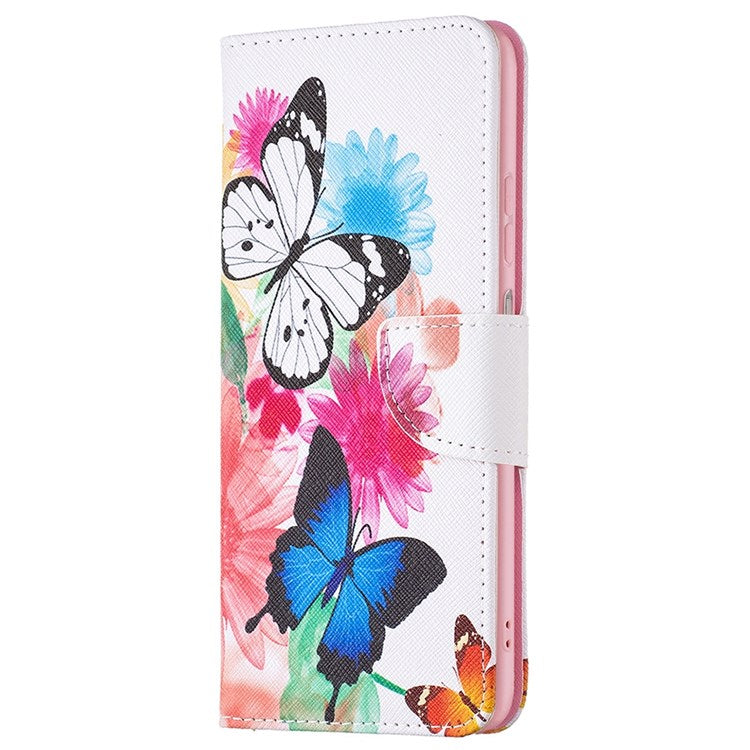 For Samsung Galaxy M33 5G (Global Version) Phone Case Pattern Printing PU Leather Wallet Stand Cover - Two Butterflies