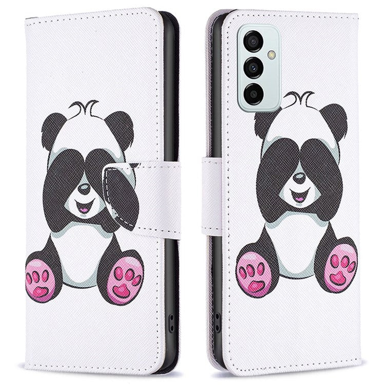 For Samsung Galaxy M23 / F23 5G Leather Case Pattern Printing Wallet Stand Flip Mobile Cover - Panda