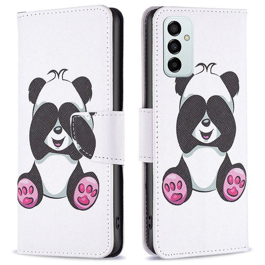 For Samsung Galaxy M23 / F23 5G Leather Case Pattern Printing Wallet Stand Flip Mobile Cover - Panda