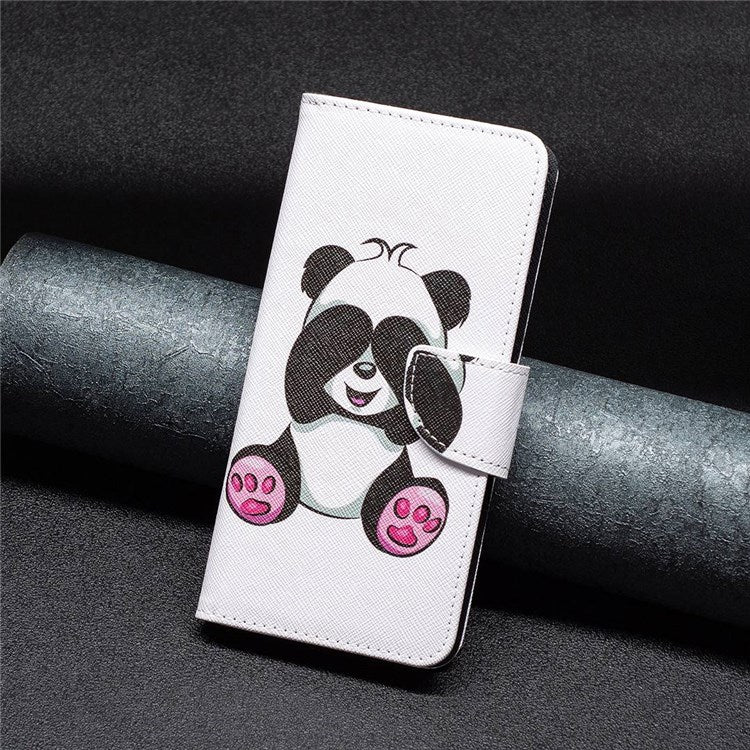 For Samsung Galaxy M23 / F23 5G Leather Case Pattern Printing Wallet Stand Flip Mobile Cover - Panda