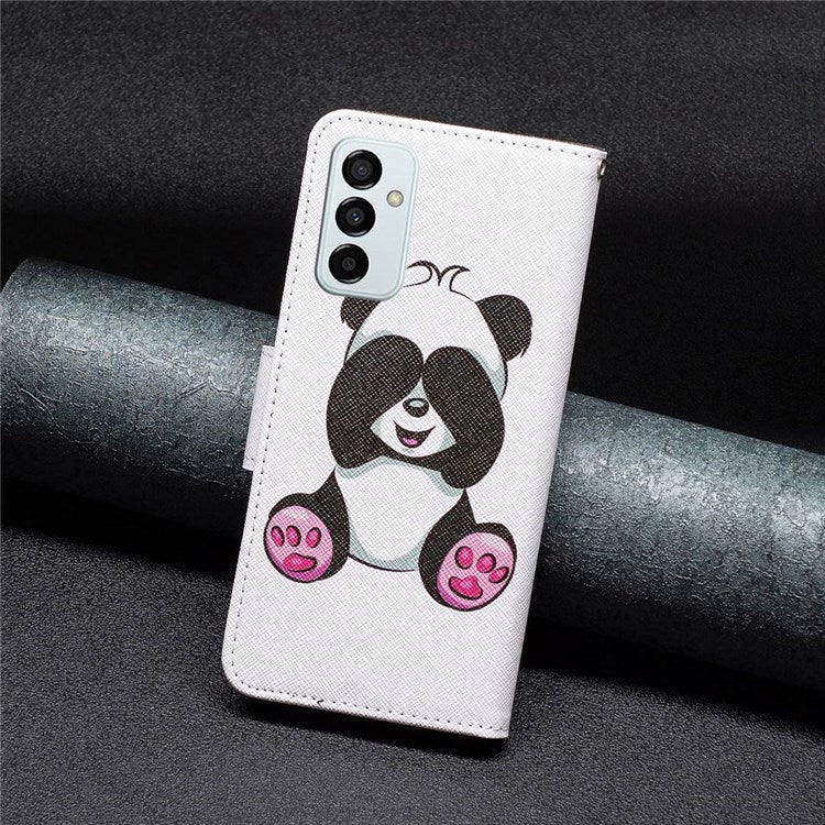 For Samsung Galaxy M23 / F23 5G Leather Case Pattern Printing Wallet Stand Flip Mobile Cover - Panda