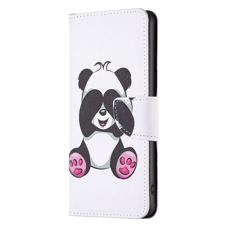 For Samsung Galaxy M23 / F23 5G Leather Case Pattern Printing Wallet Stand Flip Mobile Cover - Panda